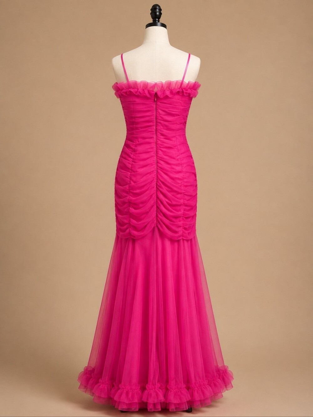 Blondie Nites Hot Pink Ruched Prom Gown Size 0 - Picture 3 of 4